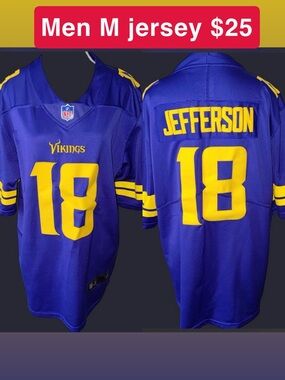 Men's Purple & Yellow Football Jersey - Jefferson #18